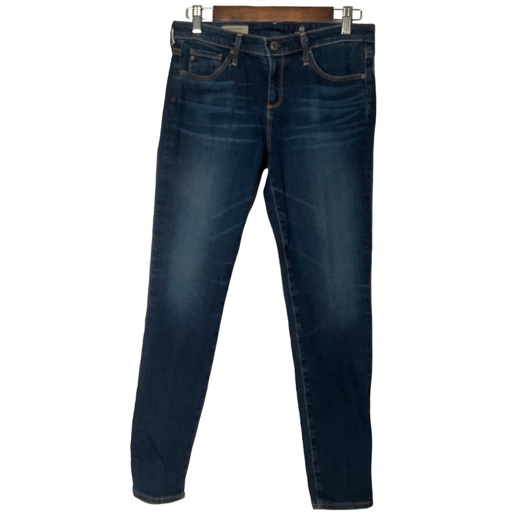 AG Adriano Goldschmied Dark Blue Skinny Jeans; Stevie Slim Ankle 28; 98% Cotton